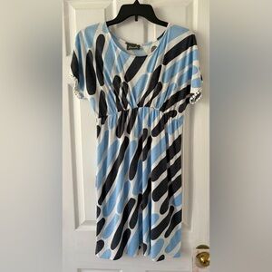 Maude Blue and White Patterned Dress